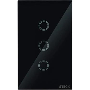 Imagem de Interruptor Touch Wi-Fi Smarteck 4x2 3 Módulos Preto Cód. SMCI3PS1 – Steck