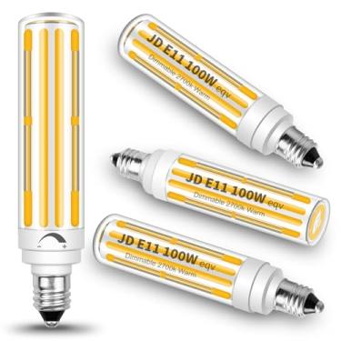 Imagem de Megereet Minilâmpada de halogênio equivalente a halogênio JDE11 120V 100W regulável, lâmpadas LED T4 COB E11 reguláveis, branco quente 2700K, 10W 1100LM JDE11 120V 100W equivalente lâmpada LED, 4