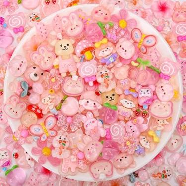 Imagem de AUREHEN 100 peças de pingentes de resina kawaii sortidos a granel - lindos pingentes de geleca plana para artesanato DIY, scrapbooking, arte de unhas, capas de telefone e acessórios de cabelo