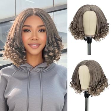 Imagem de Style Icon Peruca curta de 30,5 cm com pontas encaracoladas afro para usar peruca loira cinza yaki fofa parte do meio peruca sintética macia