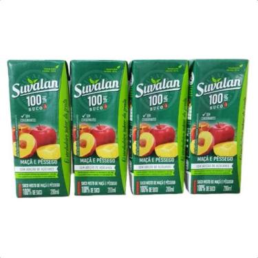 Imagem de Kit 4 unidades - suco misto maca e pessego suvalan 100% 200 ml