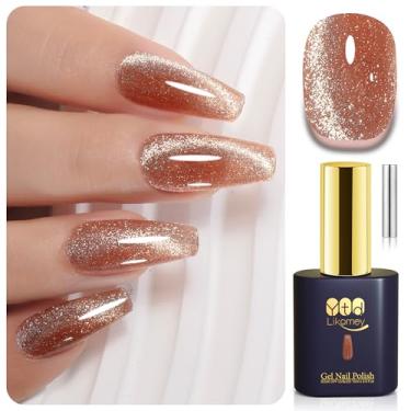 Imagem de YTD Likomey Esmalte de gel Cat Eye, Platinum 15 ml, rosa, refletivo, holográfico, flash, brilhante, salão de beleza, verniz UV para casa com bastão magnético, sem HEMA MY513