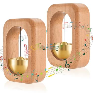 Imagem de Otoolling 2 peças de campainha de lojista para abertura de porta, campainha magnética de madeira quando a porta abre, campainha magnética para entrada de loja de portas de vidro de café, presente de
