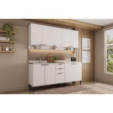 Imagem de Cozinha Modulada Completa Alpha 4 Peças (2Aéreos+2Balcões) C4P175 Branco - Carraro