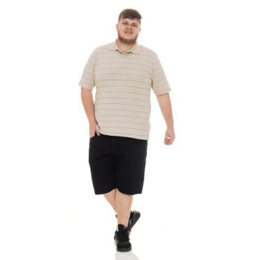 Imagem de KIT Masculino Plus Size 2 Peças - Camisa Polo Listrada J10 Bege e Berm