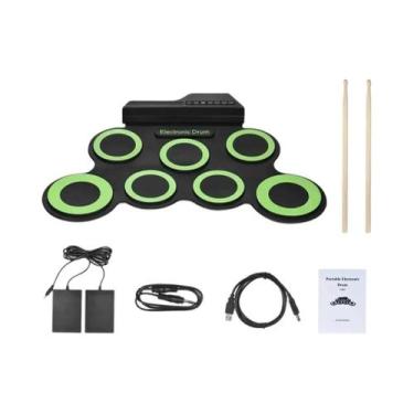 Imagem de Kit De Bateria Eletrônica Portátil Dobrável De Silicone USB Com Baquet