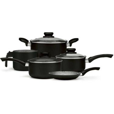 Imagem de Jogo De Panelas Alumínio 5 Peças Antiaderente Preta Panelux