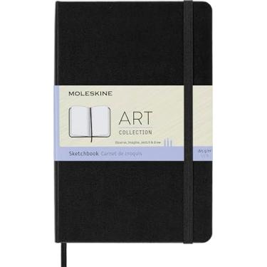Imagem de Moleskine Caderno de desenho artístico, capa dura, médio (11,4 cm x 17,7 cm), plano/branco, preto, 88 páginas