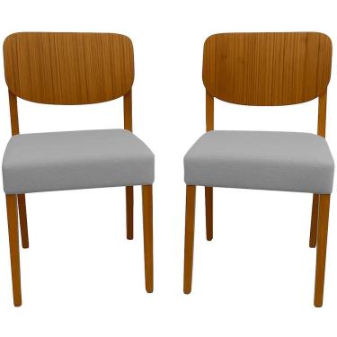 Imagem de Kit 2 Cadeiras Barcelona em Linho Madeira HR Cor Cinza