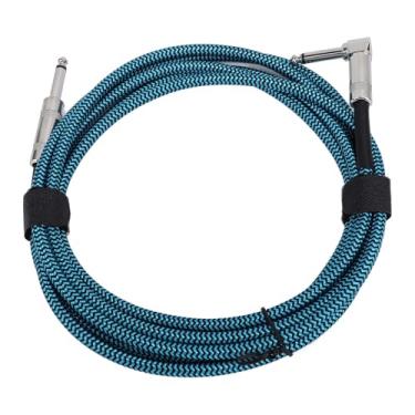 Imagem de WALFRONT 6,5 Mm de Guitarra de Guitarra de Cabo de Cabo de Fogueira Nylon Redução de Ruído de Nylon 3 Metros para Pedal de Amp de Guitarra Elétrica (DOT preto da linha azul)