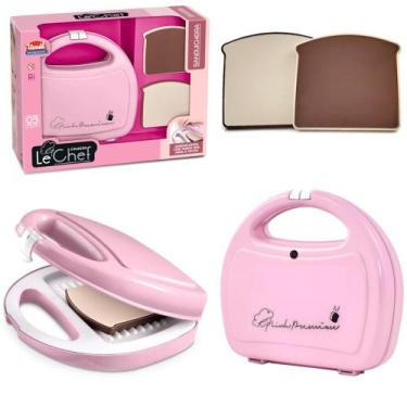 Imagem de Brinquedo Sanduicheira Infantil Rosa com 2 Pães de Plástico Comidinha 