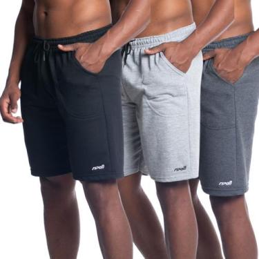 Imagem de Kit 3 Bermuda Short De Moletom Masculina Com Bolso Treino - Ripoll, Pr