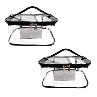 Imagem de 2 Pack Clear Toy Storage Bags - Large Capacity Waterproof PVC Organizer with Name Tag & Manual Pocket, Ideal for Lego, Building Blocks, Puzzles, Board Games (Black)