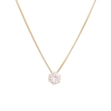 Imagem de VIRENZA Colar Ponto de Luz Zircônia 6mm Folheado Ouro 18K