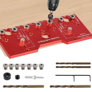 Imagem de Gabarito de pino de prateleira, gabarito de perfuração de pino de prateleira de liga de alumínio de 1/10.2 cm para furos retos, gabarito preciso de gabarito de montagem de dobradiça de gabarito