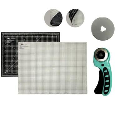 Imagem de Kit Base Placa de Cortar Tecido Papel Apoio de Mesa A2 45 x 60 + Corta