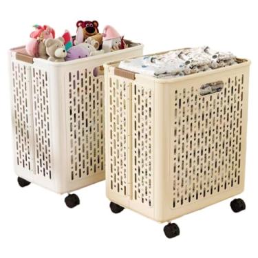 Imagem de Cestos De Roupa Suja organizador com rodinhas brinquedos Dobráveis Multifuncionais Portáteis