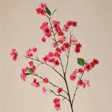 Imagem de 4 peças/lote 90 cm Flor de cerejeira de seda Decoração para casa Jardim Casamento Arranjos de flores artificiais para festa Paisagem floral (rosa escuro)