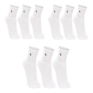 Imagem de Lupo Meia 3248 Kit 9 Pares Algodão Cano Médio, Branco, 41-44