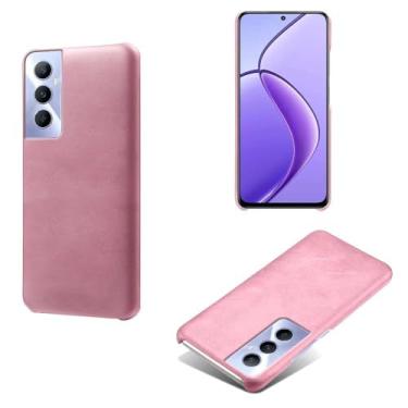 Imagem de Capa para OPPO Realme C65 4G,Proteção contra quedas,Casca de volta de cor sólida simples,Design de couro de imitação de plástico-Pink