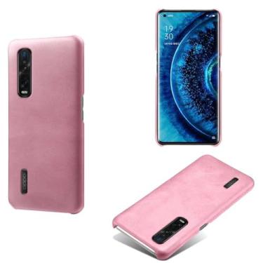 Imagem de Capa para OPPO Find X2 Pro,Proteção contra quedas,Casca de volta de cor sólida simples,Design de couro de imitação de plástico-Pink