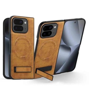 Imagem de LTLMYDAM Capa ultrafina para Google Pixel 10 Pro Fold, capa de couro ajustável para negócios, capa de carregamento sem fio à prova de impressões digitais, laranja, 10 Pro Fold