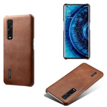 Imagem de Capa para OPPO Find X2 Pro,Proteção contra quedas,Casca de volta de cor sólida simples,Design de couro de imitação de plástico-Brown