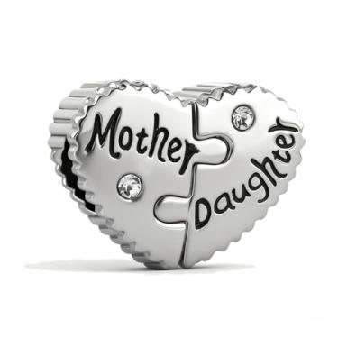 Imagem de QeenseKc 2 peças, pingente de coração dividido para mãe e filha, compatível com pulseira Pandora feminina