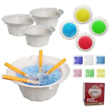 Imagem de 15 cinzeiros descartáveis portáteis de casca de arroz, cinzeiro sem fumaça, para uso externo/sem fumaça em ambientes internos, com pomada perfumada colorida para remoção de fumaça