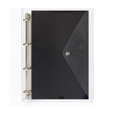 Imagem de Fichário Universitário Pasta Organizadora 4 Argolas Transparente Escolha Sua Capa (Preto)