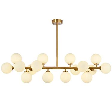 Imagem de Candeeiro de 8 luzes, candeeiros grandes pretos, luzes pendentes, iluminação pendente de teto molecular de feijão mágico, decoração boutique, candeeiro linear para sala de estar, sala de jantar, granj