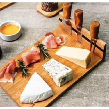 Imagem de Jogo Para Queijo Com Tábua E 4 Facas Ecokitchen Bambu 20x30 Cm - Mimo Style - Bm20401