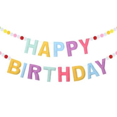 Imagem de Aniversário Garland Mindsoft Felt Birthday Rainbow