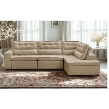 Imagem de Sofá de Canto Retrátil e Reclinável com Molas 3,00x2,00 Viena Suede Mi