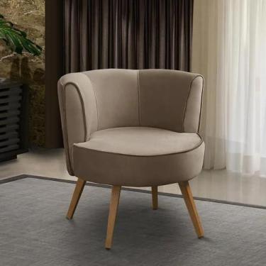 Imagem de Poltrona Para Sala Decorativa Bela Suede Cappuccino Mirra Decor