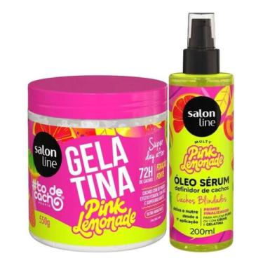 Imagem de Fixação e Escudo Antifrizz: Gelatina 550g e Óleo Sérum Pink Lemonade S