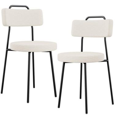 Imagem de Kit 02 Cadeiras Decorativas Estofada Para Sala De Jantar Barcelona F01 Linho Bege - Lyam Decor