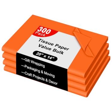 Imagem de AORZIT 300 folhas de papel de seda laranja a granel 50,8 cm x 35,5 cm papel de embrulho grande para feliz dia das bruxas sacos de presente armazenamento embalagem de roupas materiais de mudança