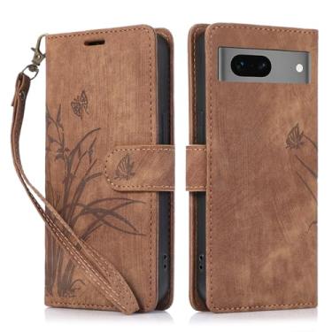 Imagem de Capa carteira para Google Pixel 8A, capa de telefone de couro com padrão de borboleta orquídea com 3 compartimentos para cartão e 1 compartimento para dinheiro, fivela magnética à prova de choque com