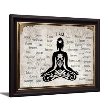 Imagem de Arte de parede em tela zen emoldurada marrom escuro calmante zen lótus decoração de parede imagem minimalista preto branco meditação espiritual pôster Prin para quarto moderno yoga espiritual spa sala