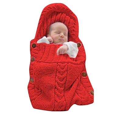 Imagem de Cobertor de embrulho para bebês XMWEALTHY Knit Red 0-6 meses