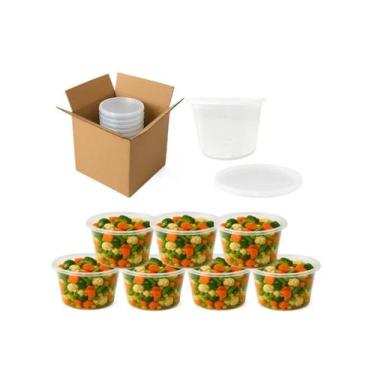 Imagem de Pote Multiuso Tampa Lacre Freezer Microondas 50 Unidades 450ml - Brasi