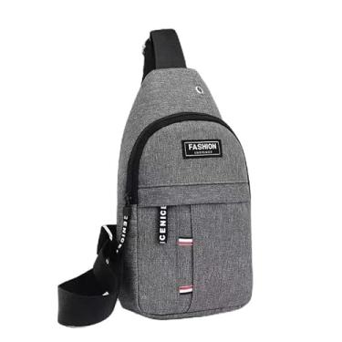 Imagem de Mochila de ombro, bolsa mensageiro, ajustável, portátil, masculina, caminhada, esportes, Cinza, Large, Cinza