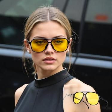 Imagem de Óculos de sol aviador polarizados modernos para mulheres e homens – Óculos de design retrô com ajuste confortável, Preto, F