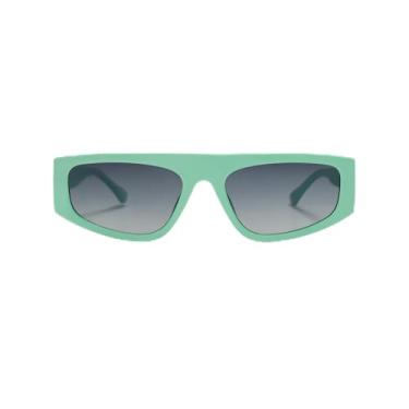Imagem de Óculos de sol de proteção plana para mulheres e homens, moda Y2K retangular festa sunnies LCPAP3620, Grau verde/cinza claro