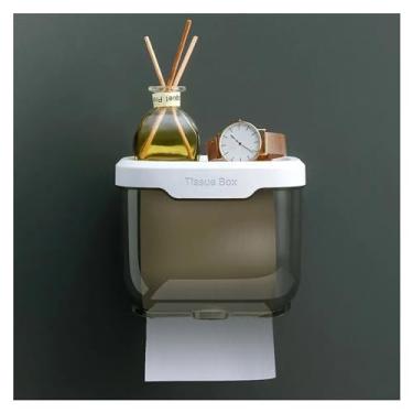 Imagem de Caixa de lenços Wall Mount Tissue Holder Box for Bathroom Toilet Paper Storage Rack Punch-Free Kitchen Supplies(Preto,Pequeno)