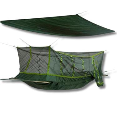 Imagem de Rede de Selva Militar com Mosquiteiro e Teto – Nylon Poliéster Resistente, Proteção contra Insetos, Compartimento Inferior com Zíper, Até 120kg (Verde Oliva)