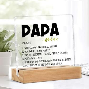Imagem de Papa Gift Grandpa Gifts from Grandchildren Definition Desk Decor Grandpa Papa Acrylic Desk Sign with Stand Home Office Sign Decoration
