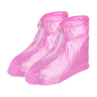 Imagem de Capa de sapato impermeável L, 1 par de capas de sapato de chuva reutilizáveis de PVC, antiderrapante, galochas, protetor de botas de neve com zíper para homens e mulheres, chuva ao ar livre, rosa