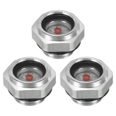 Imagem de Vidro de visão de óleo para compressor de ar, pacote com 3 peças de compressor de ar M16 x 1,5 rosca macho de liga de alumínio com anel de vedação